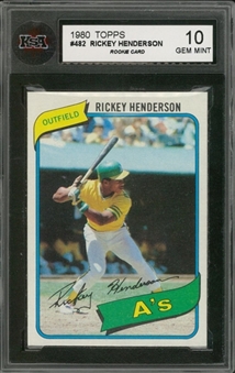1980 Topps #482 Rickey Henderson Rookie Card – KSA GEM MINT 10